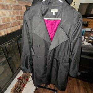 Black Trenchcoat / Raincoat / Jacket with Peacoat Style Buttons Size S